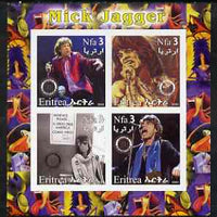 Eritrea 2003 Mick Jagger (Rolling Stones) imperf sheetlet containing set of 4 values each with Rotary International Logo unmounted mint