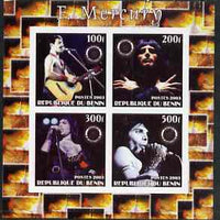 Benin 2003 Freddie Mercury (Queen pop group) imperf sheetlet containing set of 4 values each with Rotary International Logo unmounted mint