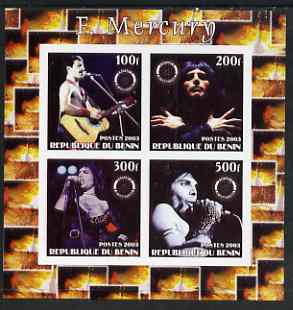 Benin 2003 Freddie Mercury (Queen pop group) imperf sheetlet containing set of 4 values each with Rotary International Logo unmounted mint