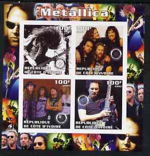 Ivory Coast 2003 Metallica imperf sheetlet containing set of 4 values each with Rotary International Logo unmounted mint