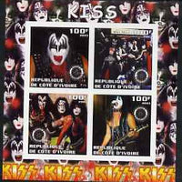 Ivory Coast 2003 Kiss #1 imperf sheetlet containing set of 4 values each with Rotary International Logo unmounted mint