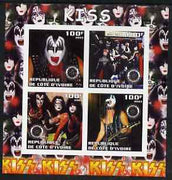 Ivory Coast 2003 Kiss #1 imperf sheetlet containing set of 4 values each with Rotary International Logo unmounted mint