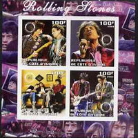 Ivory Coast 2003 Rolling Stones imperf sheetlet containing set of 4 values each with Rotary International Logo unmounted mint