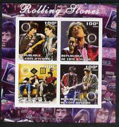 Ivory Coast 2003 Rolling Stones imperf sheetlet containing set of 4 values each with Rotary International Logo unmounted mint