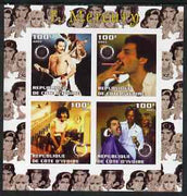 Ivory Coast 2003 Freddie Mercury (Queen pop group) imperf sheetlet containing set of 4 values each with Rotary International Logo unmounted mint