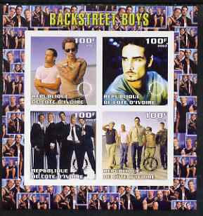 Ivory Coast 2003 Backstreet Boys imperf sheetlet containing set of 4 values each with Rotary International Logo unmounted mint