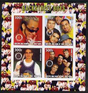 Benin 2003 Backstreet Boys imperf sheetlet containing set of 4 values each with Rotary International Logo unmounted mint