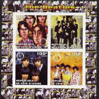 Ivory Coast 2003 The Beatles imperf sheetlet containing set of 4 values each with Rotary International Logo unmounted mint