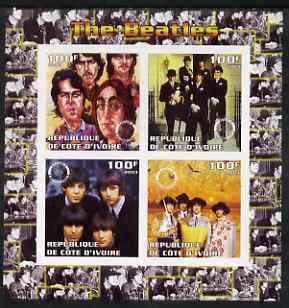 Ivory Coast 2003 The Beatles imperf sheetlet containing set of 4 values each with Rotary International Logo unmounted mint