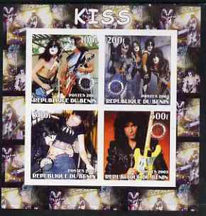Benin 2003 Kiss #1 imperf sheetlet containing set of 4 values each with Rotary International Logo unmounted mint