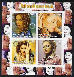 Ivory Coast 2003 Madonna imperf sheetlet containing set of 4 values each with Rotary International Logo unmounted mint