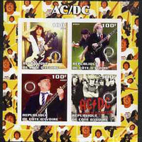 Ivory Coast 2003 AC/DC #1 imperf sheetlet containing set of 4 values each with Rotary International Logo unmounted mint
