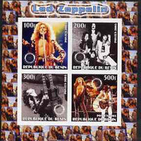 Benin 2003 Led Zeppelin imperf sheetlet containing set of 4 values each with Rotary International Logo unmounted mint