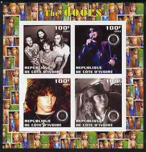 Ivory Coast 2003 The Doors (pop group) imperf sheetlet containing set of 4 values each with Rotary International Logo unmounted mint