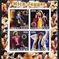 Benin 2003 Mick Jagger (Rolling Stones) imperf sheetlet containing set of 4 values each with Rotary International Logo unmounted mint