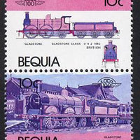 St Vincent - Bequia 1984 Locomotives #1 (Leaders of the World) 10c (Gladstone Class) unmounted mint se-tenant pair with yellow omitted