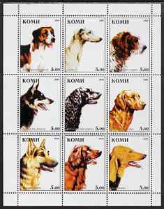 Komi Republic 2000 Dogs (Working Dogs) perf sheetlet containing complete set of 9 values unmounted mint
