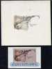 Staffa 1982 Fish #08 (Thornback Ray) original artwork by Prue Theobalds of the B L Kearley Studio, watercolour on board 80 x 60 mm plus issued imperf deluxe sheet incorporating this image