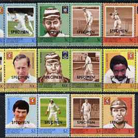 St Vincent - Grenadines 1984 Cricketers #1 (Leaders of the World) set of 16 overprinted SPECIMEN unmounted mint (as SG 291-306)