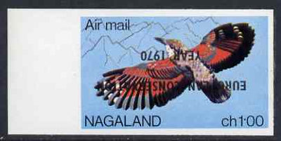 Nagaland 1970 European Conservation Year opt INVERTED on 1969 Wallcreeper 100c imperf unmounted mint*