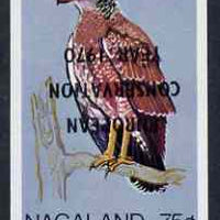 Nagaland 1970 European Conservation Year opt INVERTED on 1969 Crested-Serpent Eagle 75c imperf unmounted mint*