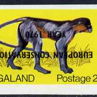 Nagaland 1970 European Conservation Year opt INVERTED on 1969 Monkey (Capped Langur) 2c imperf unmounted mint*