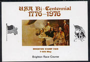 Exhibition souvenir sheet for 1976 Brighton Stamp Fair celebrating USA Bicentenary (Eagle, Flag & Painting) unmounted mint