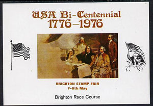 Exhibition souvenir sheet for 1976 Brighton Stamp Fair celebrating USA Bicentenary (Eagle, Flag & Painting) unmounted mint