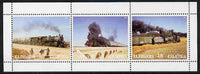 Kalmikia Republic 2001 Steam Trains #2 perf sheetlet containing 3 values unmounted mint
