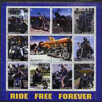 Kalmikia Republic 2000 Motorcycles perf sheetlet containing 12 values unmounted mint