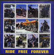 Kalmikia Republic 2000 Motorcycles perf sheetlet containing 12 values unmounted mint