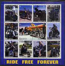 Kalmikia Republic 2000 Motorcycles perf sheetlet containing 12 values unmounted mint