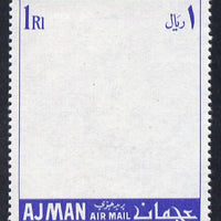 Ajman 1967 Kennedy 50th Anniversary perf proof of 1R frame only in blue, minor wrinkles but exceptionally scarce, unmounted mint as Mi 145*