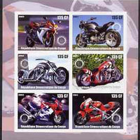 Congo 2003 Motorcycles imperf sheetlet containing 6 x 135 cf values each with Rotary Logo, unmounted mint