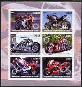 Congo 2003 Motorcycles imperf sheetlet containing 6 x 135 cf values each with Rotary Logo, unmounted mint