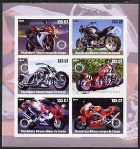 Congo 2003 Motorcycles imperf sheetlet containing 6 x 135 cf values each with Rotary Logo, unmounted mint