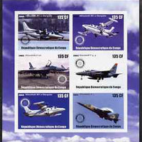 Congo 2003 Jet Aircraft imperf sheetlet containing 6 x 135 cf values each with Rotary Logo, unmounted mint