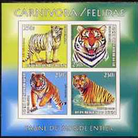 Benin 2003 World Fauna #02 - Tigers imperf sheetlet containing 4 values unmounted mint