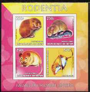 Benin 2003 World Fauna #16 - Rodentia (Voles, Harvest Mouse & Rat) imperf sheetlet containing 4 values unmounted mint