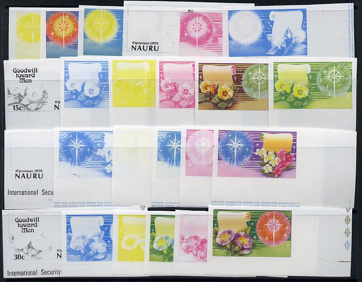 Nauru 1979 Christmas set of 4 in unmounted mint IMPERF progressive proofs on gummed paper (6 different proofs of each value = 24 proofs)