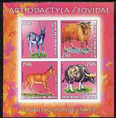 Benin 2003 World Fauna #18 - Antelope, Gaur & Tahr imperf sheetlet containing 4 values unmounted mint