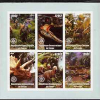 Congo 2003 Dinosaurs imperf sheetlet containing 6 x 120 cf values each with Rotary Logo, unmounted mint