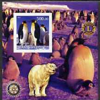 Turkmenistan 2001 Penguins imperf m/sheet with Rotary & Lions International Logos unmounted mint