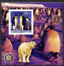 Turkmenistan 2001 Penguins imperf m/sheet with Rotary & Lions International Logos unmounted mint