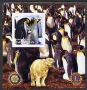 Tadjikistan 2001 Penguins imperf m/sheet with Rotary & Lions International Logos unmounted mint