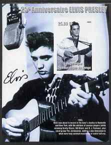 Congo 2002 25th Death Anniversary of Elvis Presley imperf souvenir sheet #3 (1955 B&W pic of Elvis in recording studio) unmounted mint