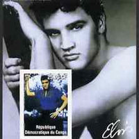 Congo 2002 25th Death Anniversary of Elvis Presley imperf souvenir sheet #4 (1955 colour pic of Elvis in blue shirt) unmounted mint