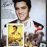 Congo 2002 25th Death Anniversary of Elvis Presley imperf souvenir sheet #5 (1957 colour pic of Elvis with Teddy Bears) unmounted mint