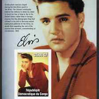 Congo 2002 25th Death Anniversary of Elvis Presley imperf souvenir sheet #8 (1959 colour pic of Elvis in red shirt) unmounted mint