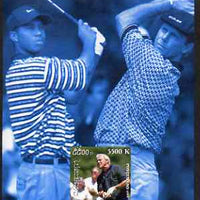 Laos 1999 Great People of the 20th Century (Arnold Palmer & Tiger Woods - Golf) imperf souvenir sheet unmounted mint